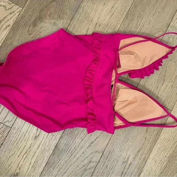 J Crew Plunge One Piece Swimsuit Pink Size 8 - Picture 2 of 4